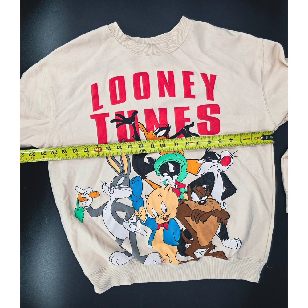 Looney Tunes‎ Crewneck Sweatshirt Bugs Bunny Taz Daffy Bird Cartoon M Medium - Picture 9 of 15